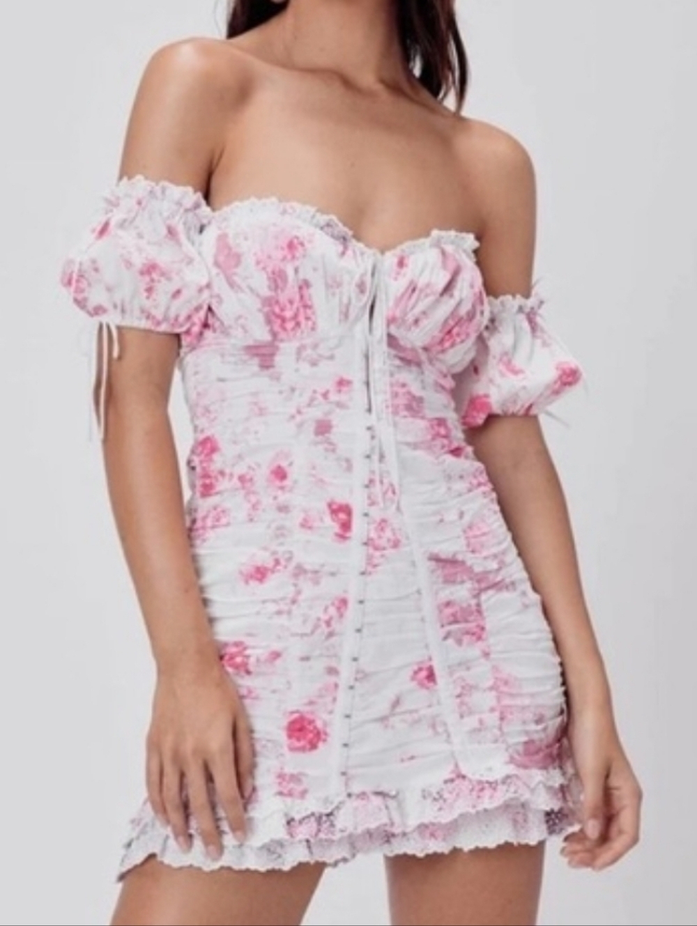 NWOT For Love Bell Mills Ruched Mini Dress Cottagecore Bridal Bachelorette Party